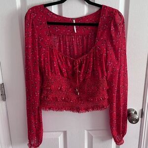 Free People Lolita Floral Peasant Top Size M